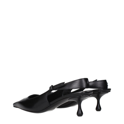 Black Leather Flat Sandals