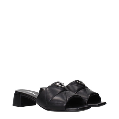 Black Leather Flat Sandals
