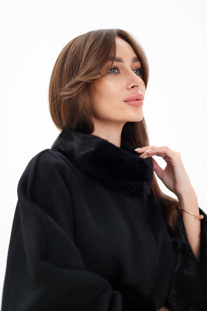 Scandinavian Mink Fur Double Face Wool Poncho