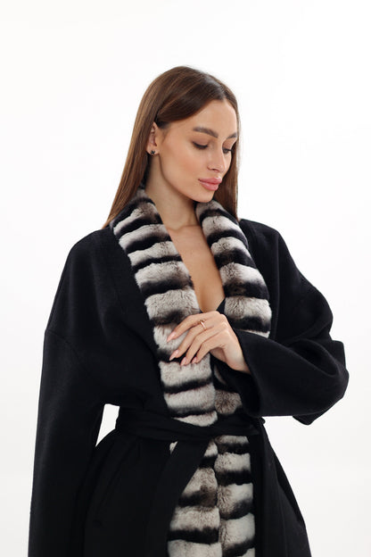 French Orylag Fur Italian Cashmere Wool Coat