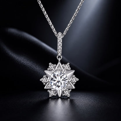 925 Sterling Silver Platinum Plated Moissanite Pavé Necklace