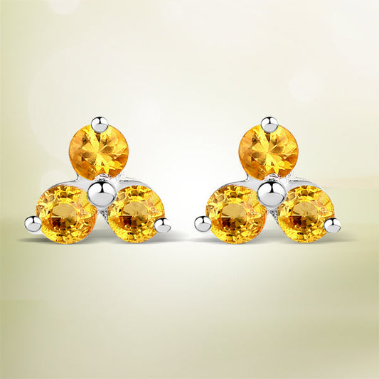Sterling Silver Yellow Sapphire Stud Earrings