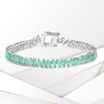 Sterling Silver Zambian Emerald Tennis Bracelet
