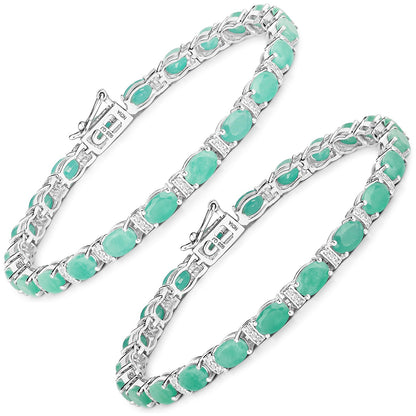 .925 Sterling Silver Emerald and White Topaz Bracelet