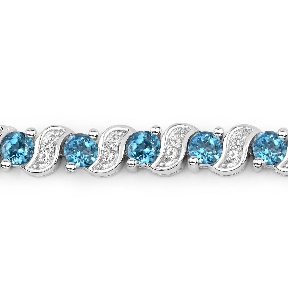 Sterling Silver London Blue Topaz and White Topaz Bolo Bracelet