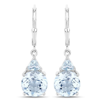 Sterling Silver Blue Topaz and Swiss Blue Topaz Dangle Earrings
