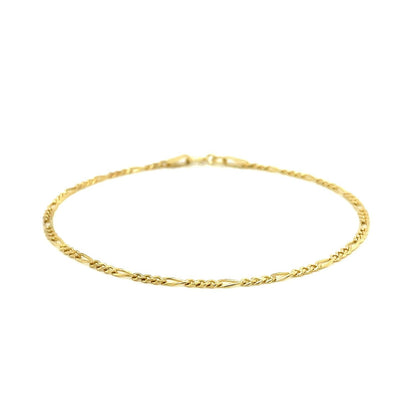 14K Yellow Gold Figaro Anklet