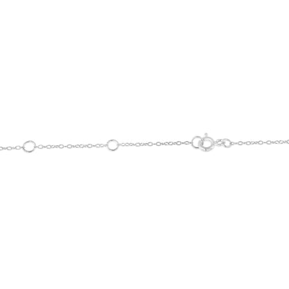 Sterling Silver Treated Blue Color Diamond Station Necklace (1/2 cttw, Blue Color, I2-I3 Clarity)