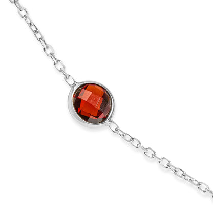 14K White Gold Mixed Gemstone Bezel Station Adjustable Necklace