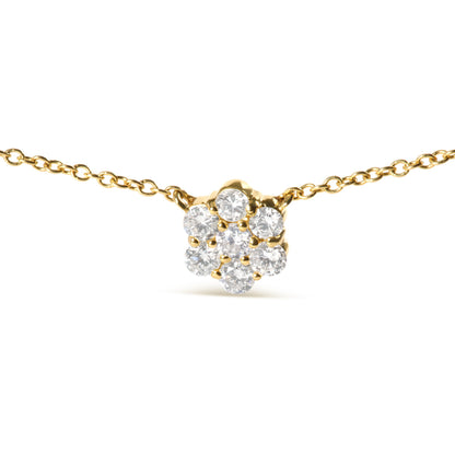 14K Yellow Gold Diamond Cluster Station Necklace