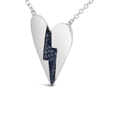 Sterling Silver Blue Diamond Broken Heart Pendant Necklace
