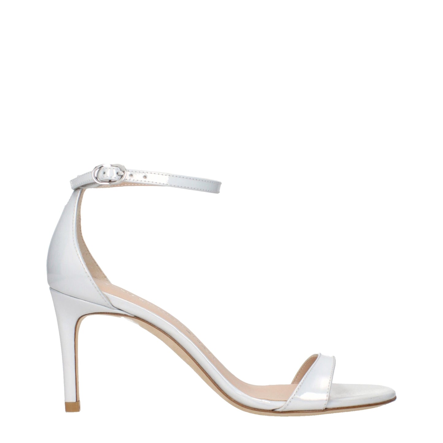 Stuart Weitzman Nudistia White Leather Stiletto Sandals