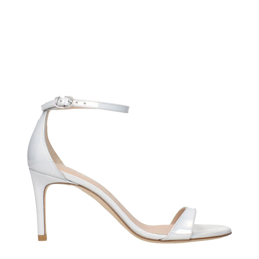 Stuart Weitzman Nudistia White Leather Stiletto Sandals