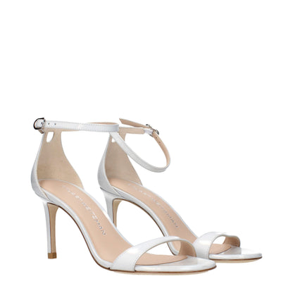 Stuart Weitzman Nudistia White Leather Stiletto Sandals