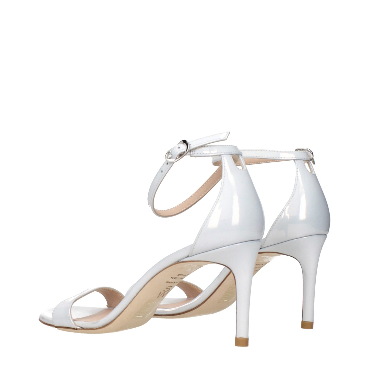 Stuart Weitzman Nudistia White Leather Stiletto Sandals