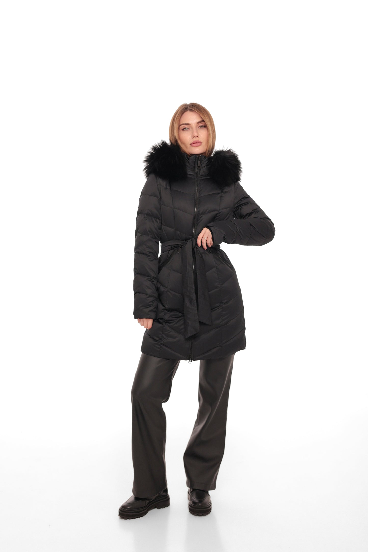 Genuine Fur Trim Down Coat