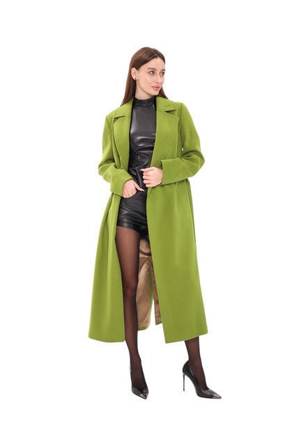 Astoria Classic Wraparound Wool Blend Overcoat in Pistachio