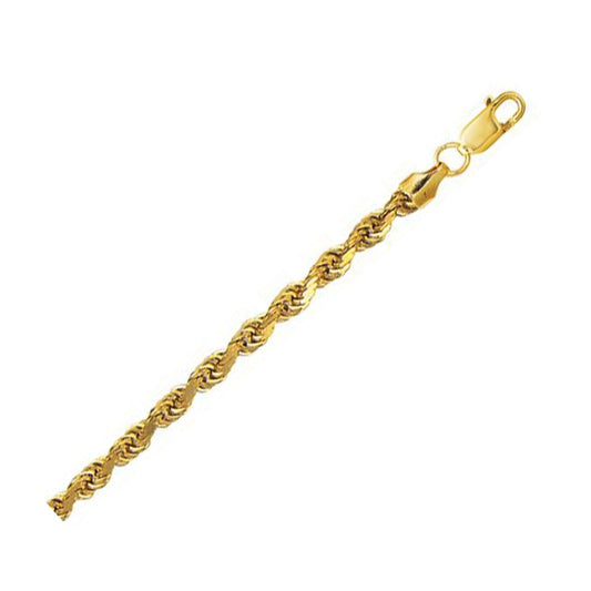 10K Yellow Gold Diamond Cut Rope Chain Necklace