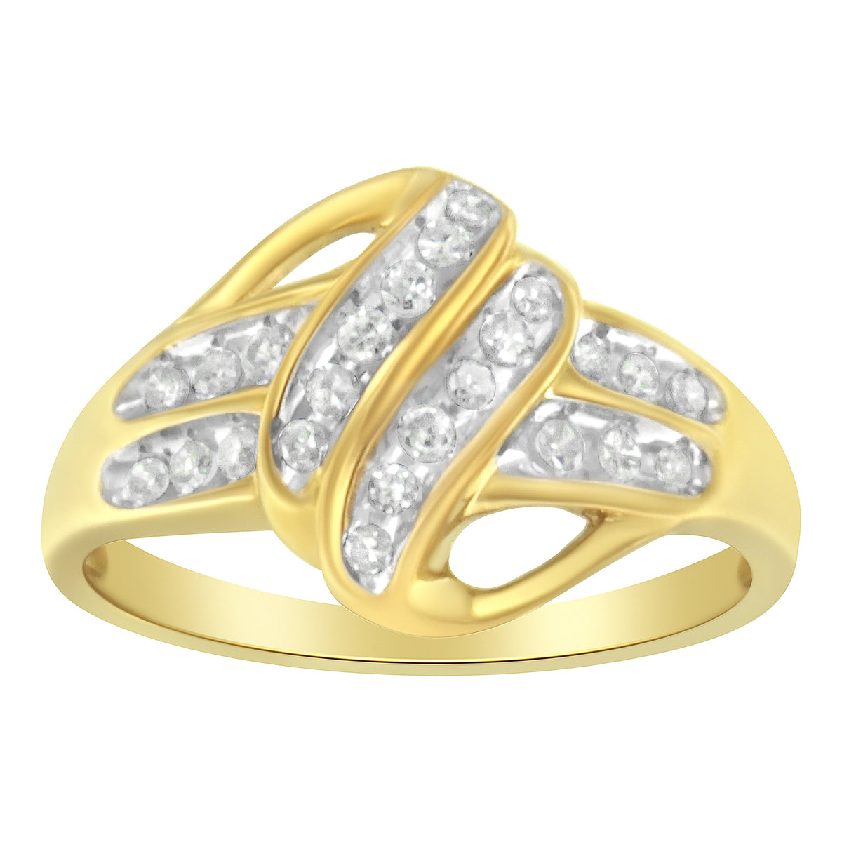 10K Yellow Gold Plated Sterling Silver 1.0 Cttw Diamond Flower Cluster Ring