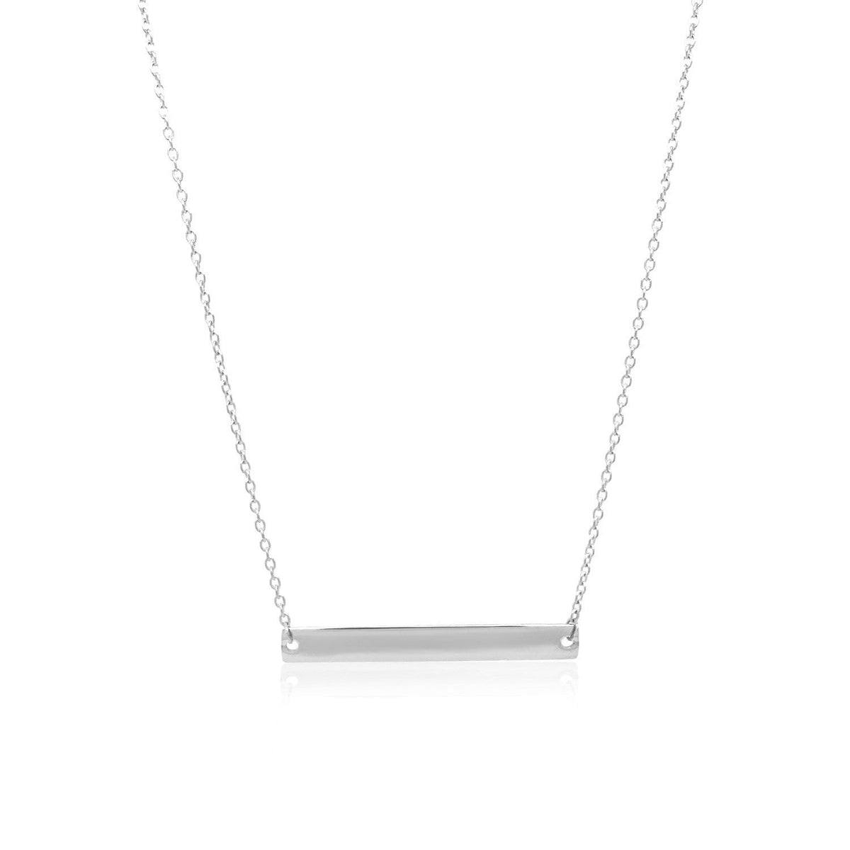 UndeniablyLuxe Fine Jewelry 14K White Gold Flat Bar Necklace