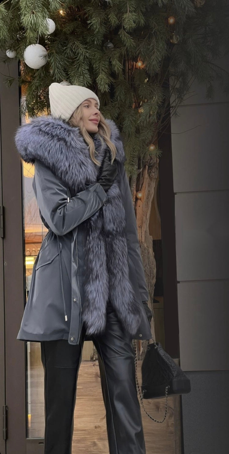 Silver Fox Fully Lined Hood Rabbit Insulated Parka