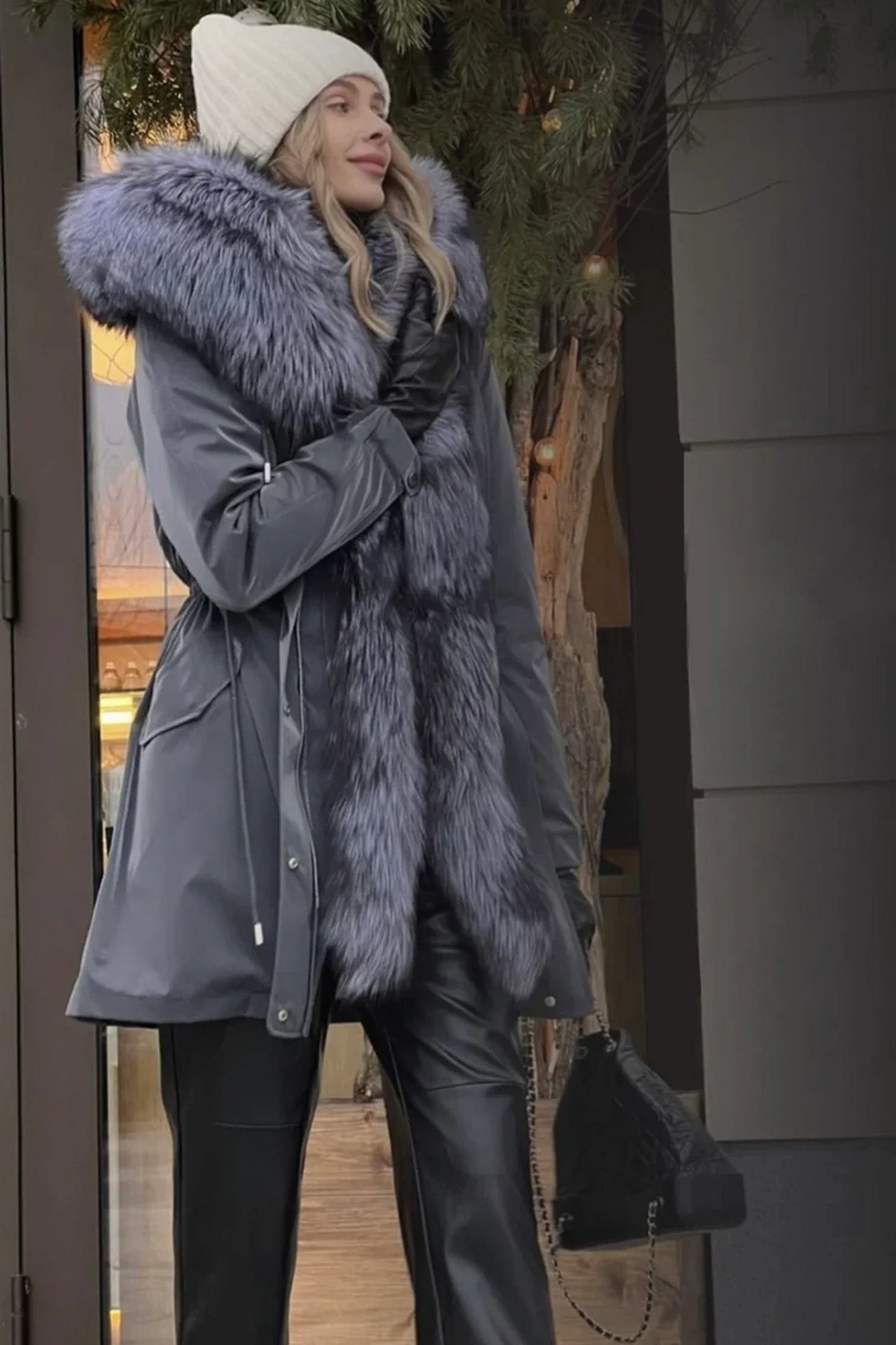 Silver Fox Fully Lined Hood Rabbit Insulated Parka