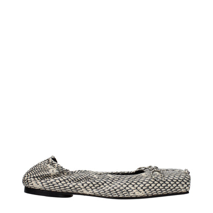 Jacquemus Les Doubles Carrés Beige Snake-Embossed Leather Ballet Flats