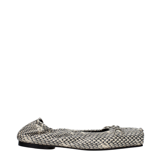Jacquemus Les Doubles Carrés Beige Snake-Embossed Leather Ballet Flats