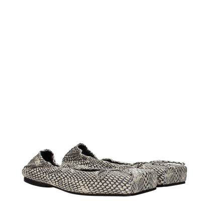 Jacquemus Les Doubles Carrés Beige Snake-Embossed Leather Ballet Flats