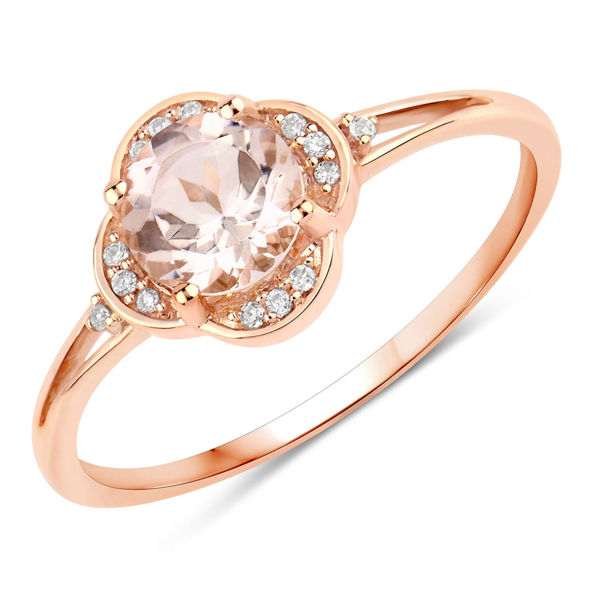 UndeniablyLuxe Fine Jewelry Rose Gold Morganite Diamond Halo Ring
