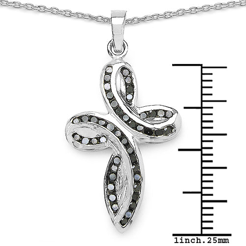 Sterling Silver Black Diamond Cross Pendant