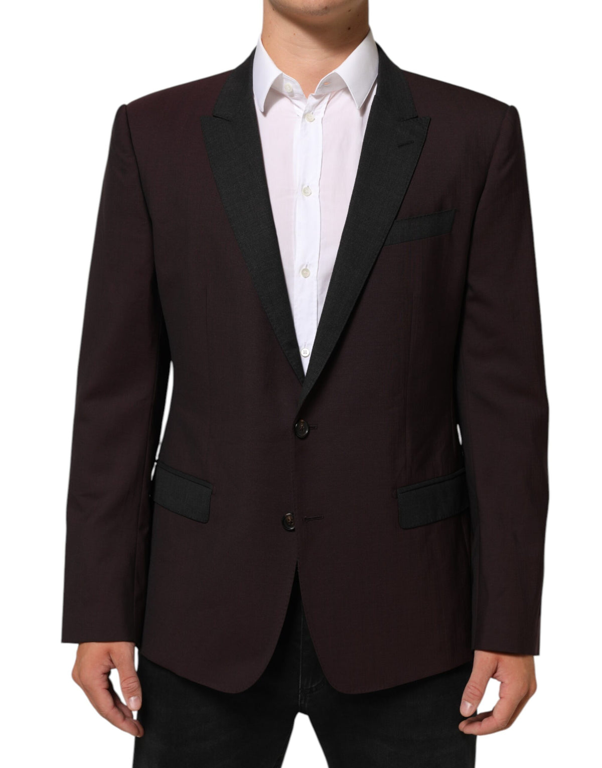 Dolce & Gabbana Maroon Wool Two-Button Blazer