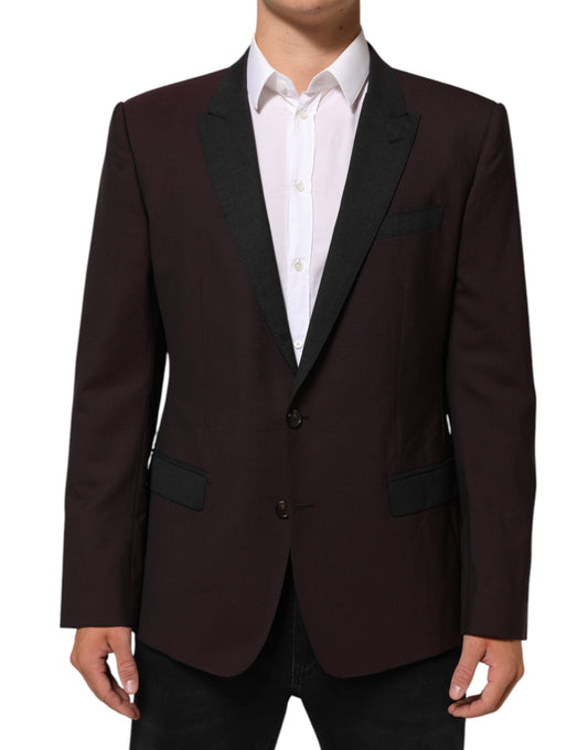 Dolce & Gabbana Maroon Wool Two-Button Blazer