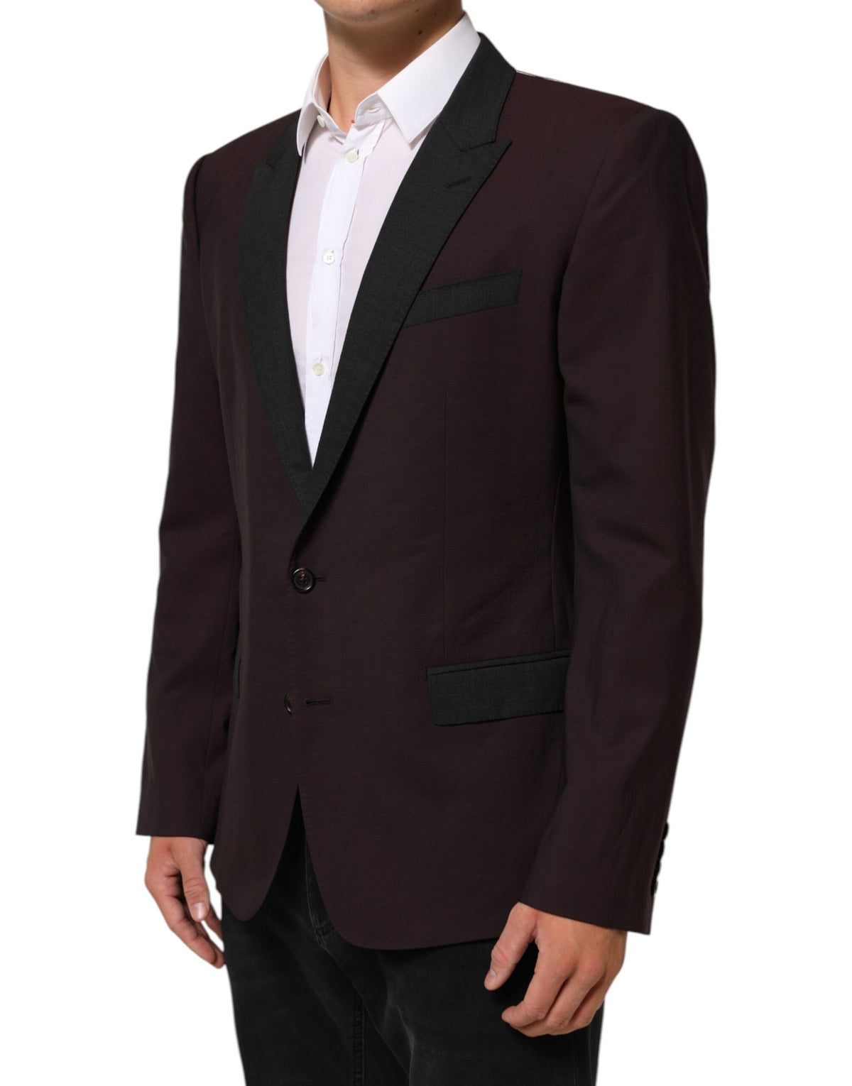 Dolce & Gabbana Maroon Wool Two-Button Blazer
