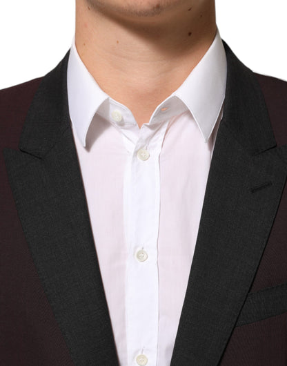 Dolce & Gabbana Maroon Wool Two-Button Blazer