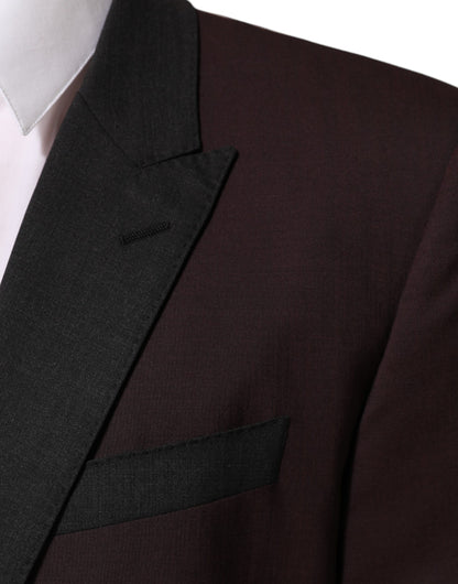 Dolce & Gabbana Maroon Wool Two-Button Blazer