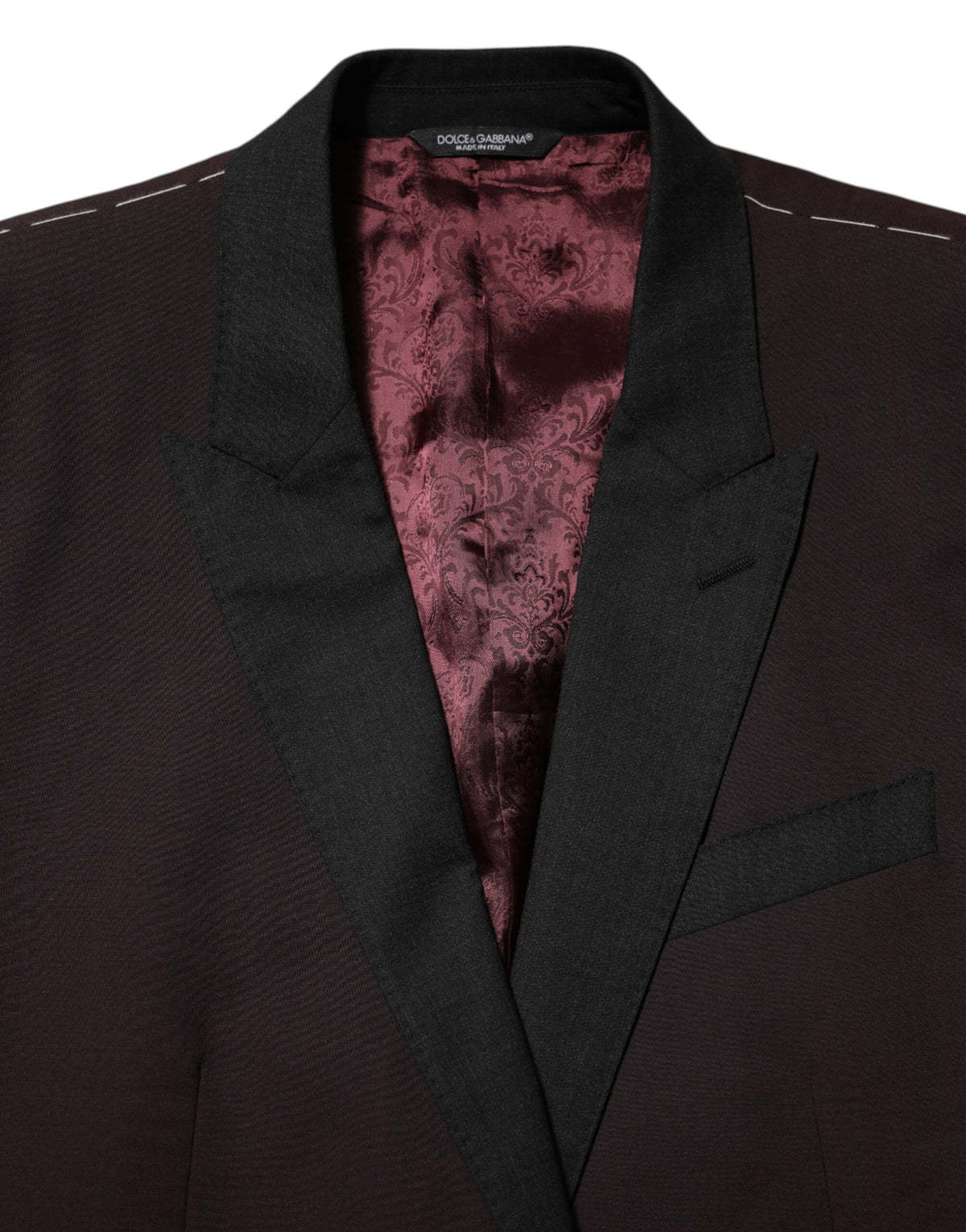 Dolce & Gabbana Maroon Wool Two-Button Blazer