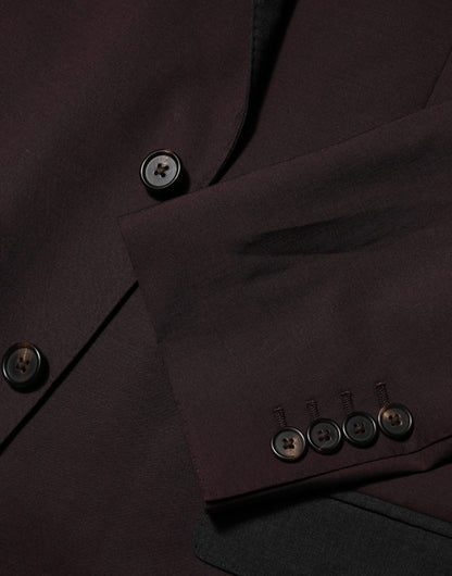 Dolce & Gabbana Maroon Wool Two-Button Blazer