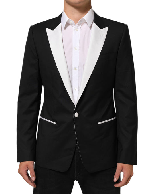 Dolce & Gabbana Black and White Martini Single-Button Blazer