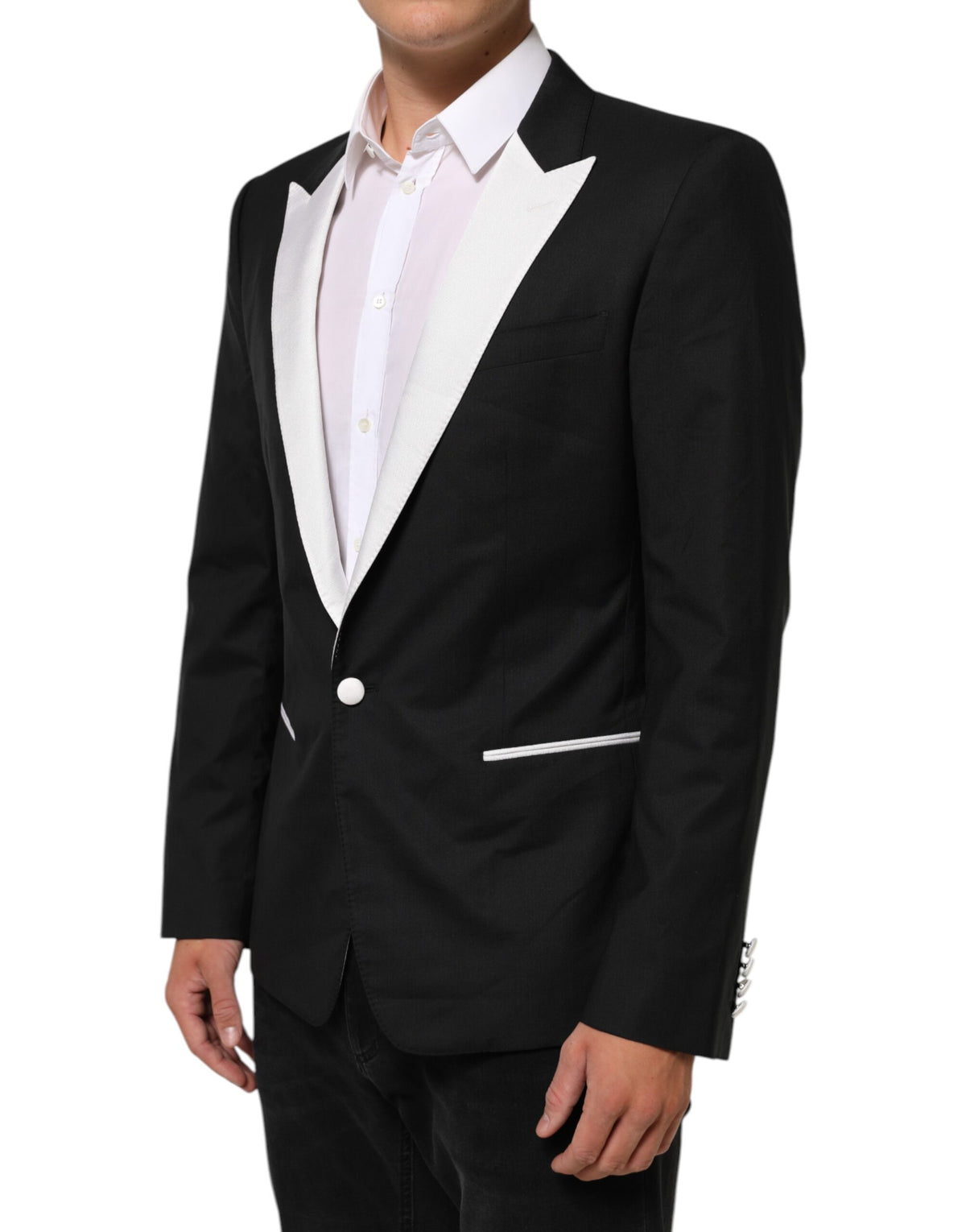 Dolce & Gabbana Black and White Martini Single-Button Blazer