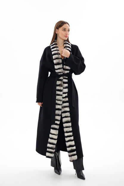 French Orylag Fur Italian Cashmere Wool Coat