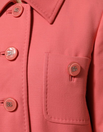 Dolce & Gabbana Pink Buttoned Down Trench Coat Jacket