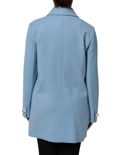 Dolce & Gabbana Blue Buttoned Down Trench Coat Jacket