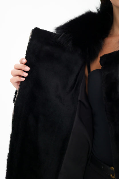 Sienna Genuine Lamb Leather Polar Fox Fur Trim Jacket