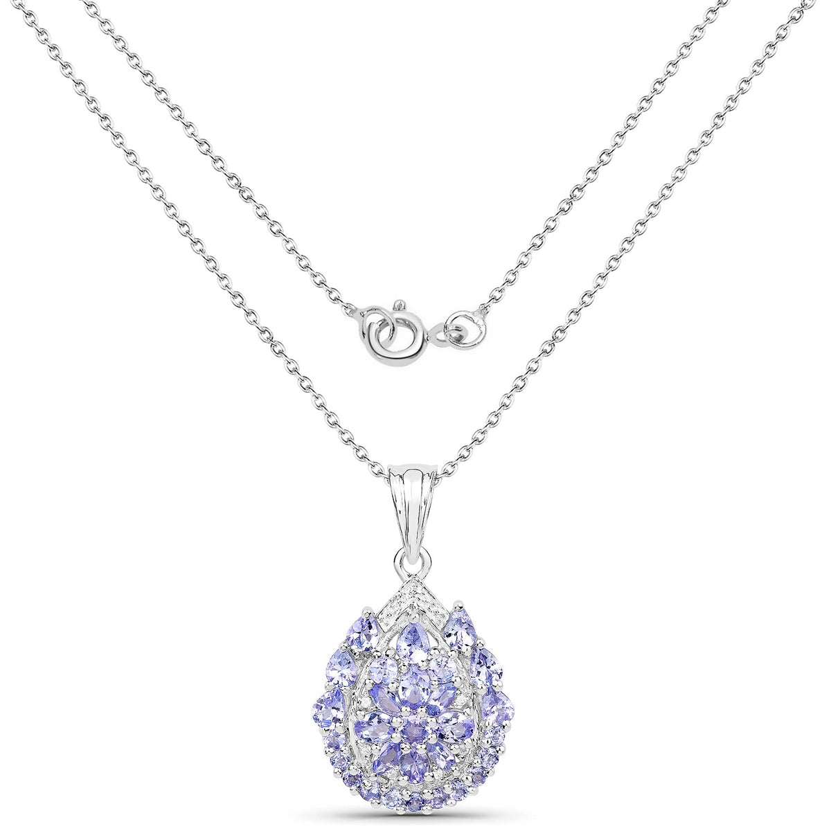 Sterling Silver Tanzanite and White Topaz Pendant