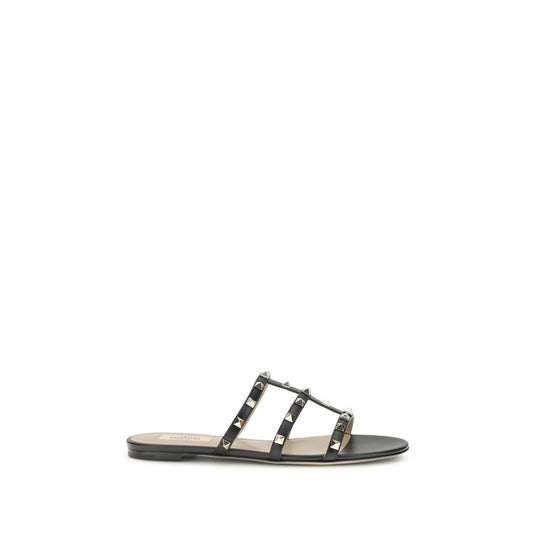 Rockstud Caged Leather Flat Slide Sandals