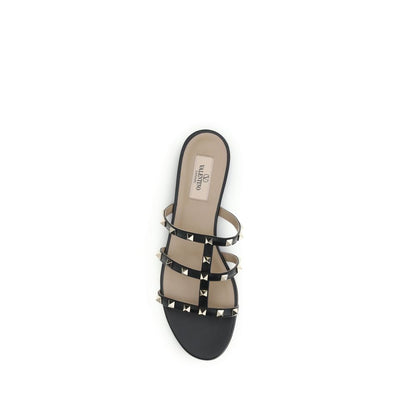 Rockstud Caged Leather Flat Slide Sandals