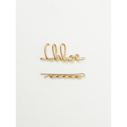 Chloé Engraved Brown Metal Hair Clip