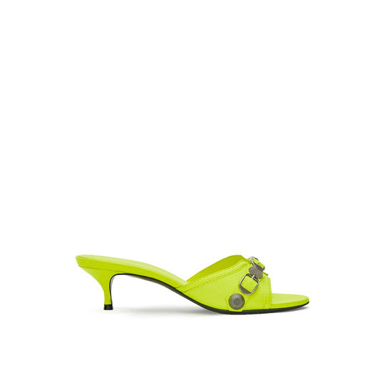 Balenciaga Cagole Yellow Studded Leather Mules