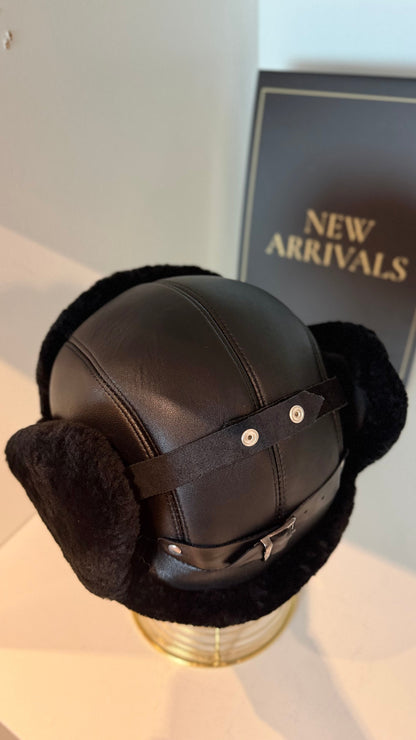 Genuine Leather Shearling Hat Unisex